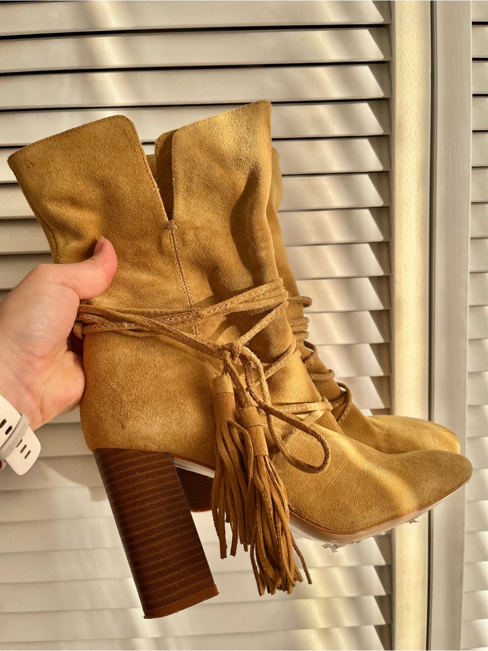 ✨ Zara Tan Suede Fringe Wrap Ankle Boots ✨